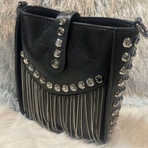 Black Studded Fringe Bag